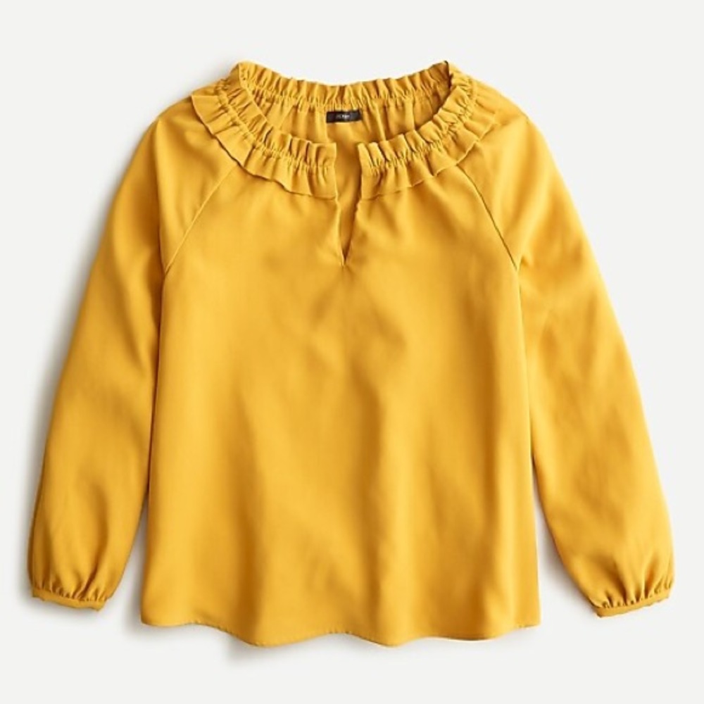 J crew ruffle neck top